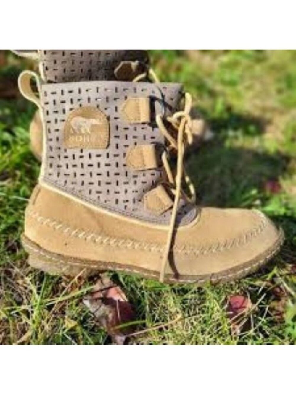 Sorel Joplin Womens Tan Leather Boot 8 Perforated Rain Waterproof Gorpcore Prep